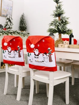 Christmas Santa Print Non-woven Chair Back Cover