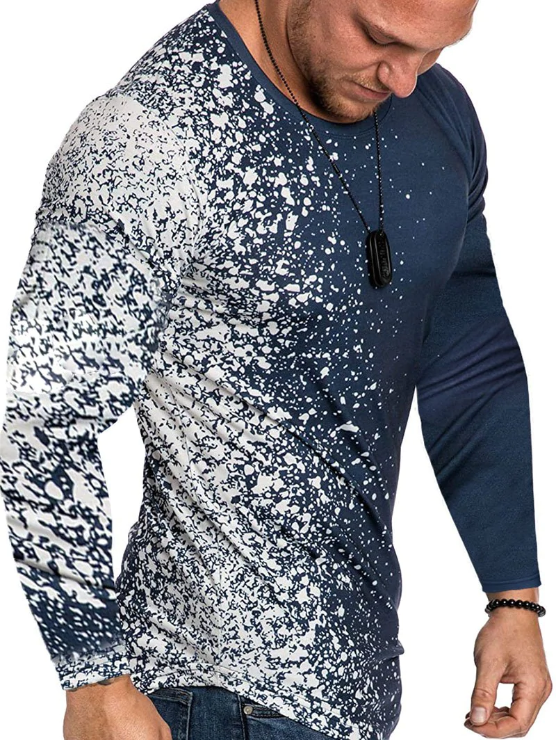 Contrast Spot Print Curved Hem T-shirt