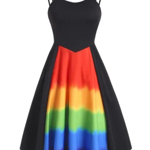 Dual Straps Rainbow A Line Dress