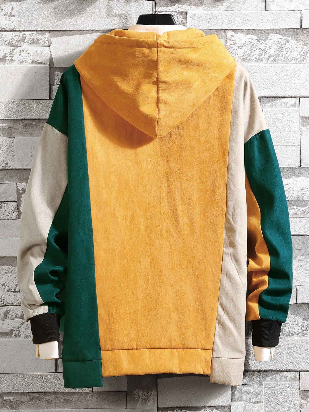 Color-blocking Drop Shoulder Asymmetrical Hem Hoodie