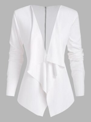 Open Front Waterfall Faux Suede Jacket