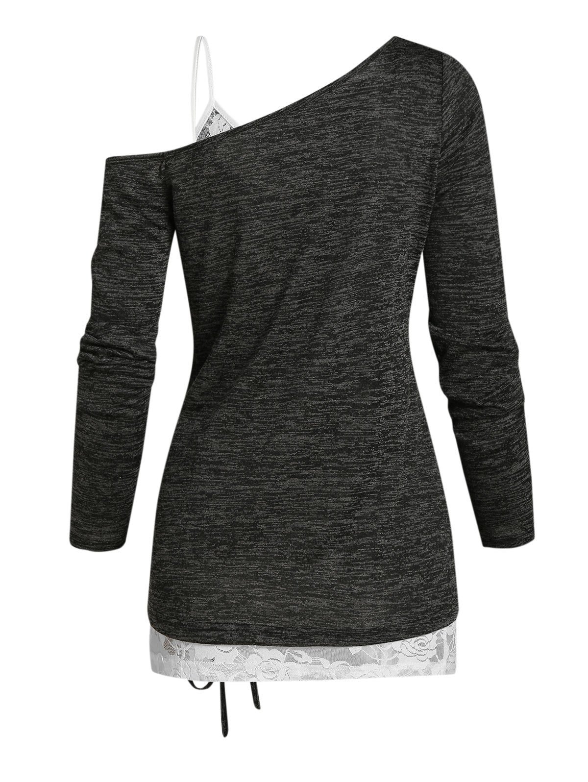 Skull Lace Pattern Cinched Hem Two Piece T Shirt