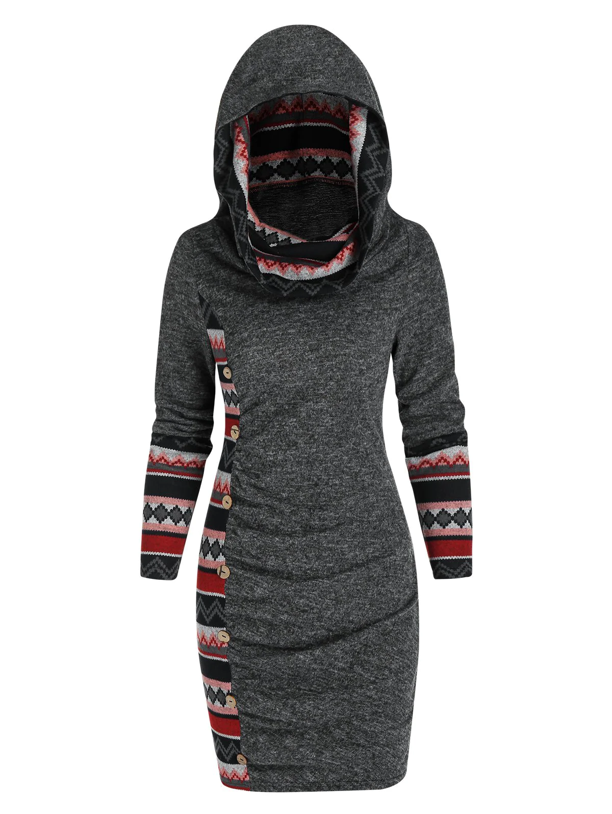 Tribal Print Ruched Convertible Bodycon Dress