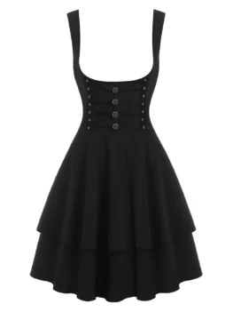 Lace Up Studded Underbust Dress