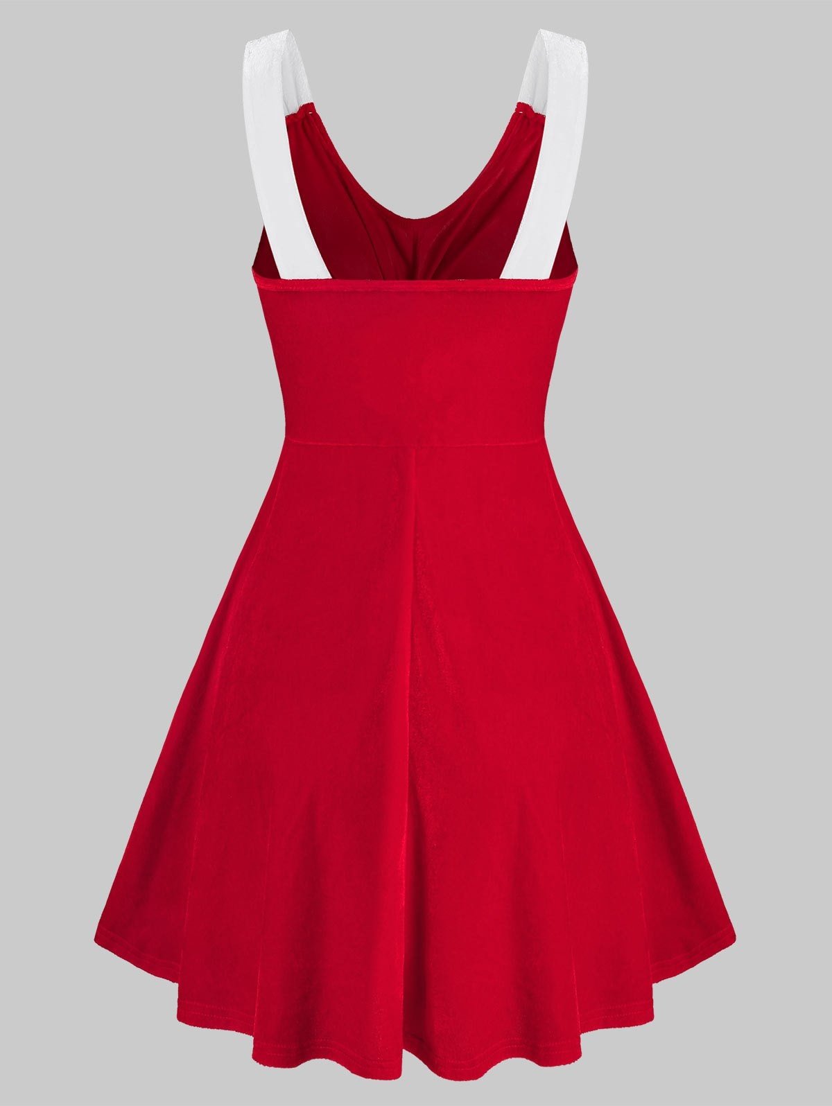 Christmas Crossover Front Contrast Velour Dress