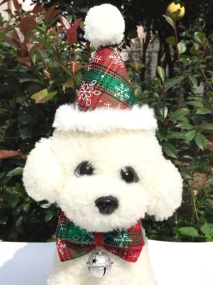 Christmas Pet Accessories Bow Tie Bubble Hat Set