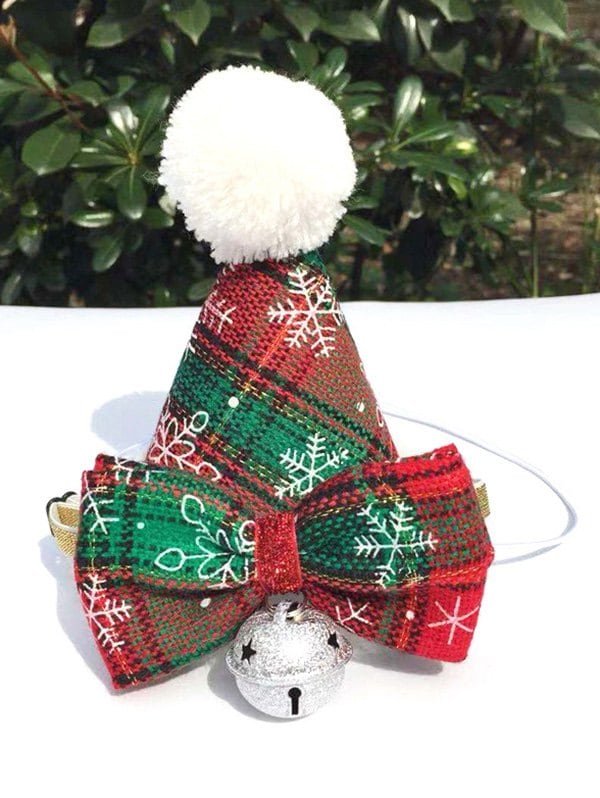 vChristmas Pet Accessories Bow Tie Bubble Hat Set