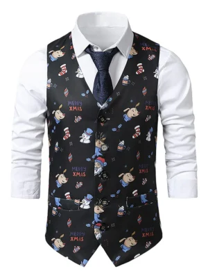 Christmas Santa Claus Snowman Animal Print Single Breasted Waist