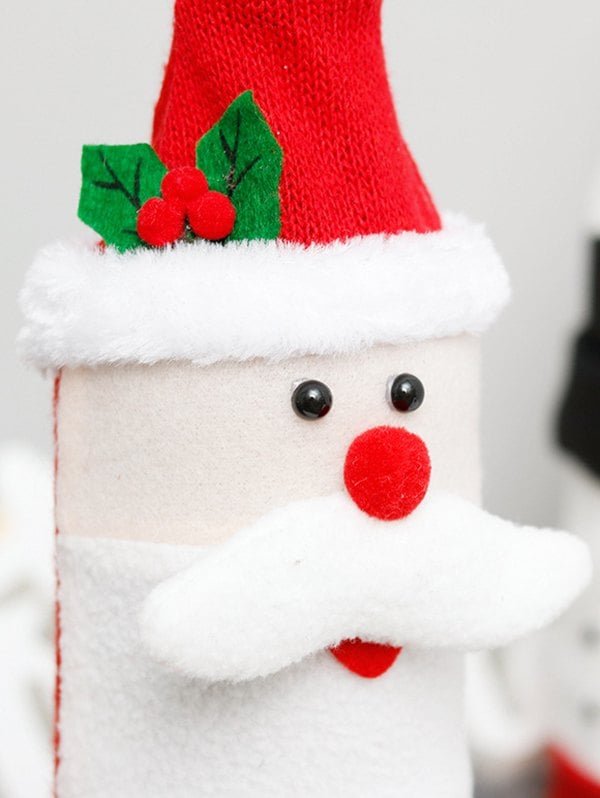 Christmas Cartoon Design Fuzzy Wine Bottle Cover