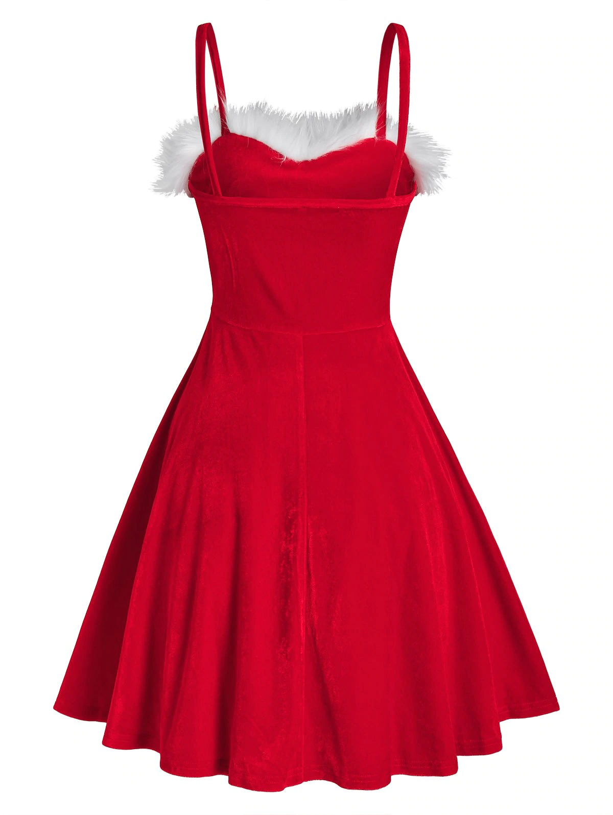 Bicolor Front Fluffy Velour Flare Dress