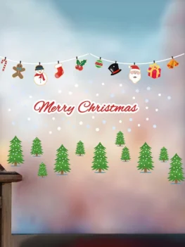 Christmas Tree Santa Claus Snowman Print Removable Wall Stickers