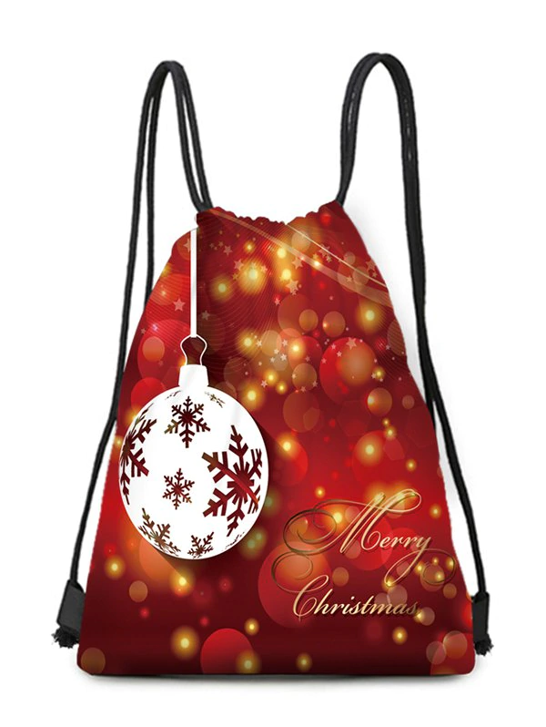 Christmas Ball Digital Print Cinched Bag