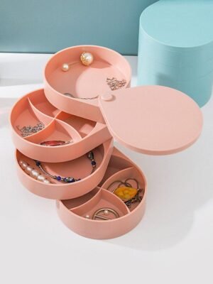 4 Layers Rotating Cylinder Earrings Jewelry Storage Box