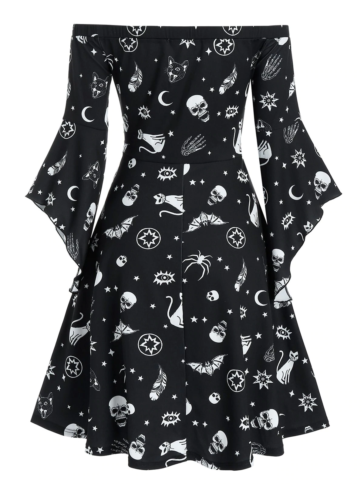 Animal Skull Print Off Shoulder Corset Mini Dress
