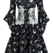 Animal Skull Print Off Shoulder Corset Mini Dress - Black, 3XL