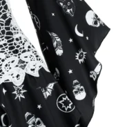 Animal Skull Print Off Shoulder Corset Mini Dress - Black, 3XL