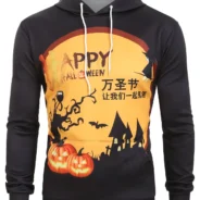 appy Halloween Chinese Character Graphic Drawstring Hoodie