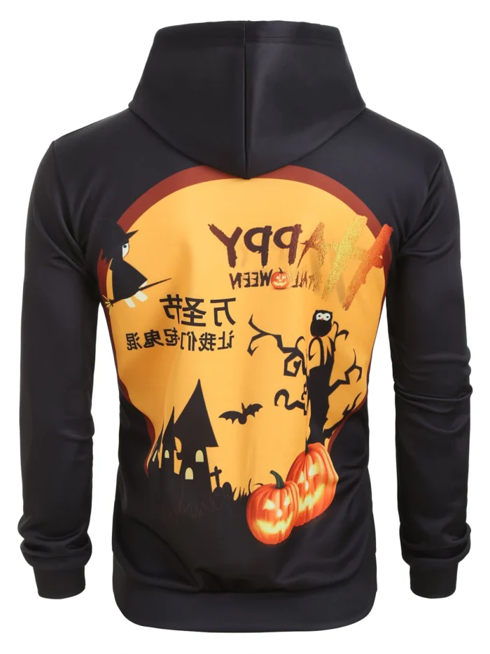appy Halloween Chinese Character Graphic Drawstring Hoodie