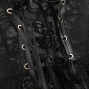 Asymmetrical Lace Buckle Grommet Strap Handkerchief Lace Up Dres - Black, 2XL