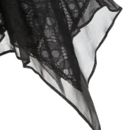 Asymmetrical Lace Buckle Grommet Strap Handkerchief Lace Up Dres - Black, 2XL
