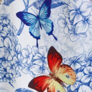 Butterfly and Flower Print Sleeveless Crossover Dress - White, 3XL
