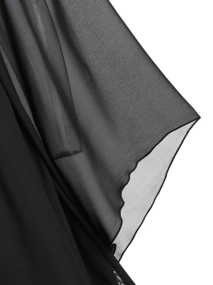 Butterfly Sleeve Cold Shoulder Lace-up Handkerchief Gothic Chiff - Black, 2XL