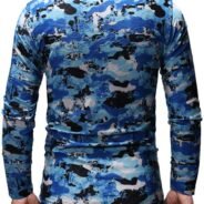 Camo Printed Long Sleeves Casual T-shirt - Multi, 2XL