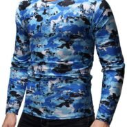 Camo Printed Long Sleeves Casual T-shirt - Multi, 2XL
