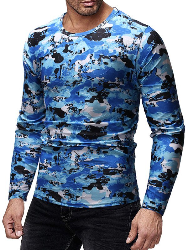 Camo Printed Long Sleeves Casual T-shirt